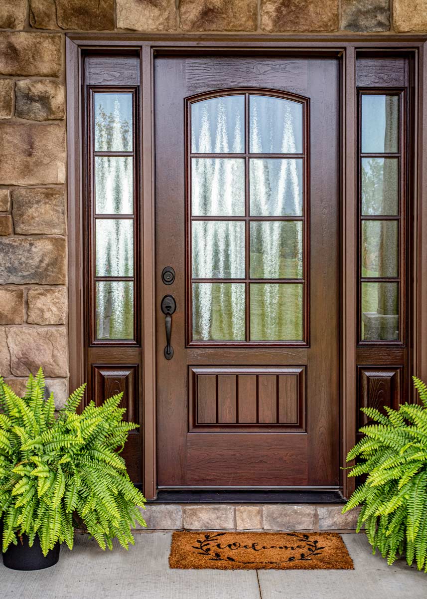 Signet® Cherry 449-1PP With Simulated Divided Lites In Chestnut With Chinchilla Privacy Glass