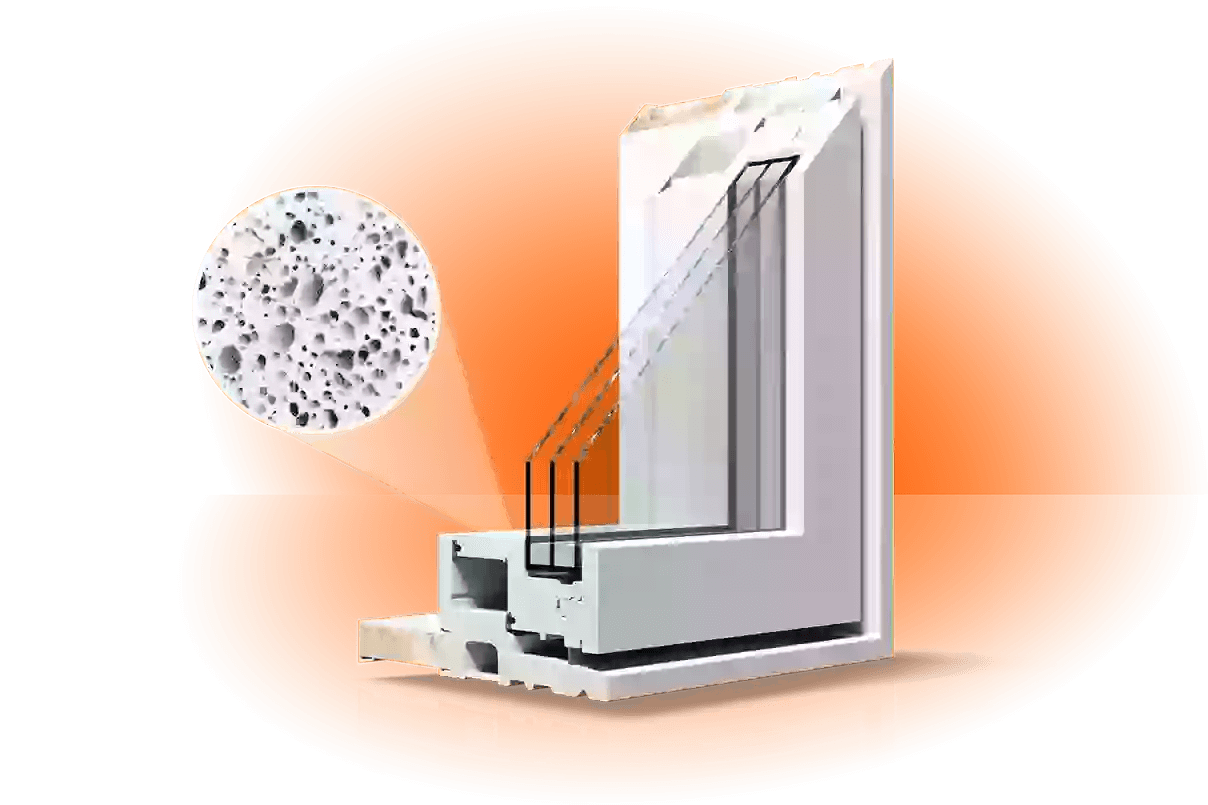 revocell window cutaway with microcellular pvc blow up
