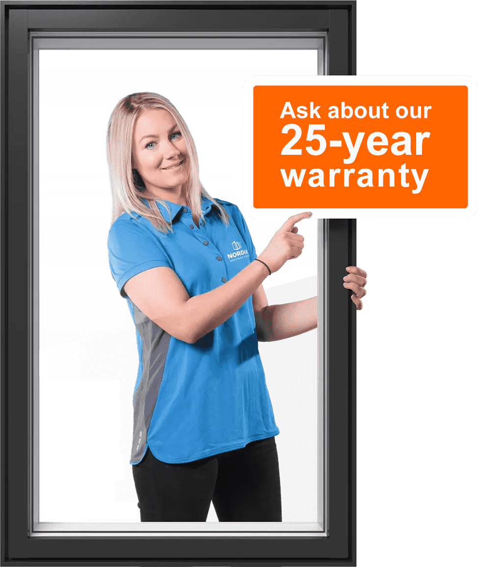 A female Nordik Boston sales rep shows the American industry standard RevoCell window