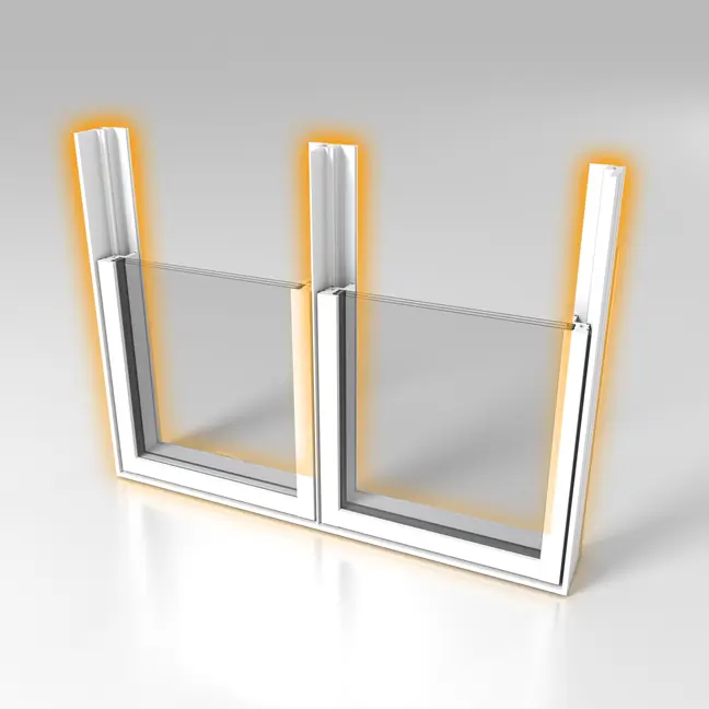 An image of Structural, one-piece frame construction with integrated mullions