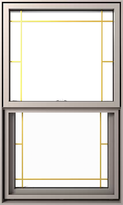 Example of a Perimeter Slimline internal grid in Brass, Khaki window
